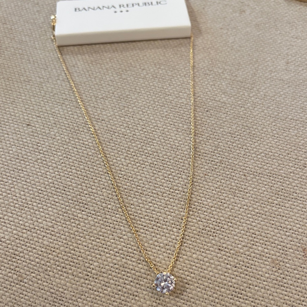 Banana Republic Cubic Zirconia Solitaire Necklace/NWT - Picture 8 of 9